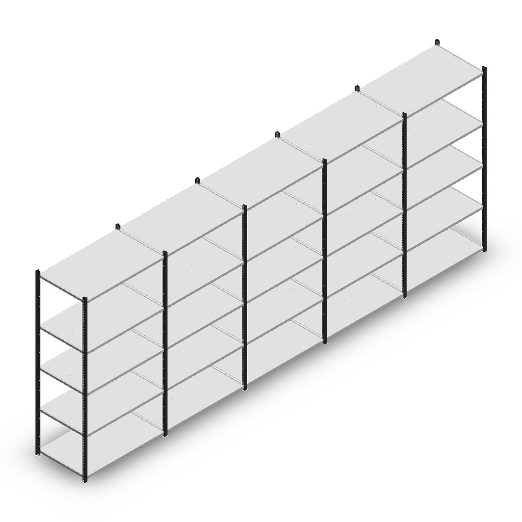 Voordeelrij Legbordstelling Medium Duty 2000x5000x600, 5 niveaus metaal antraciet 180 kg