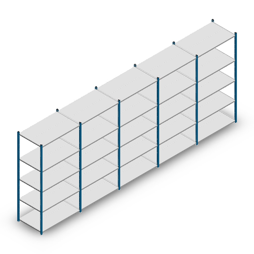 Voordeelrij Legbordstelling Medium Duty 2000x5000x600, 5 niveaus metaal blauw 180 kg