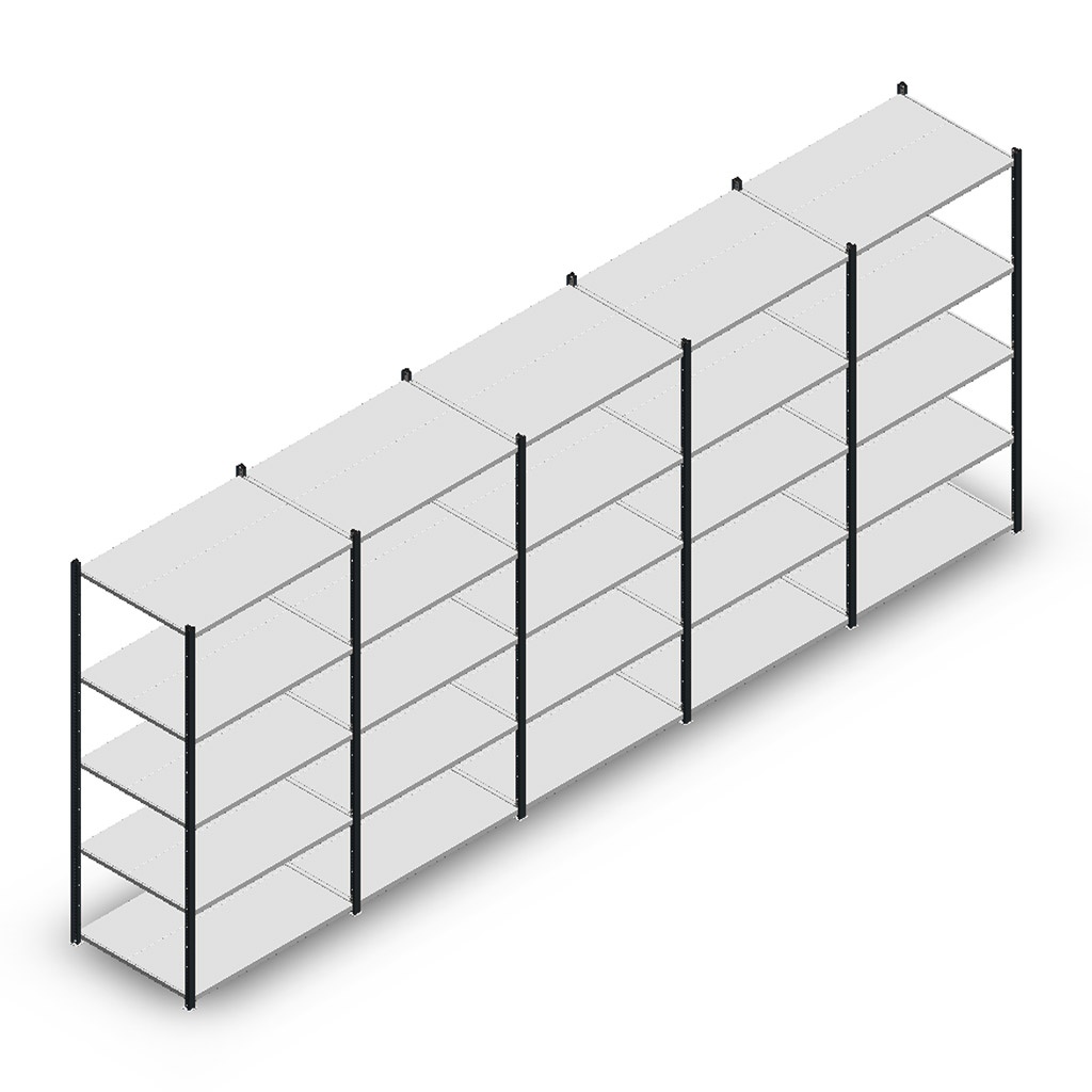 Voordeelrij Legbordstelling Medium Duty 2000x5000x700, 5 niveaus metaal antraciet 180 kg