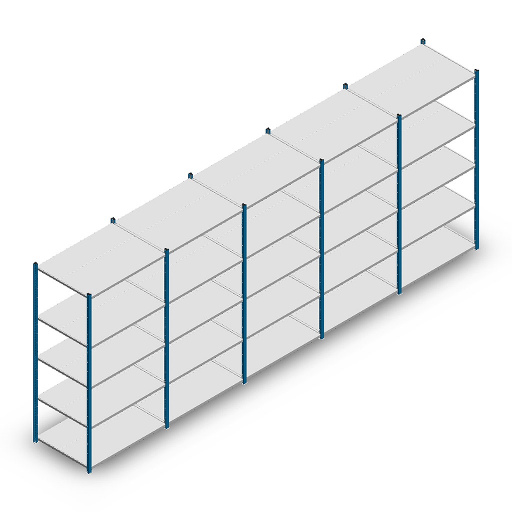 Voordeelrij Legbordstelling Medium Duty 2000x5000x700, 5 niveaus metaal blauw 180 kg