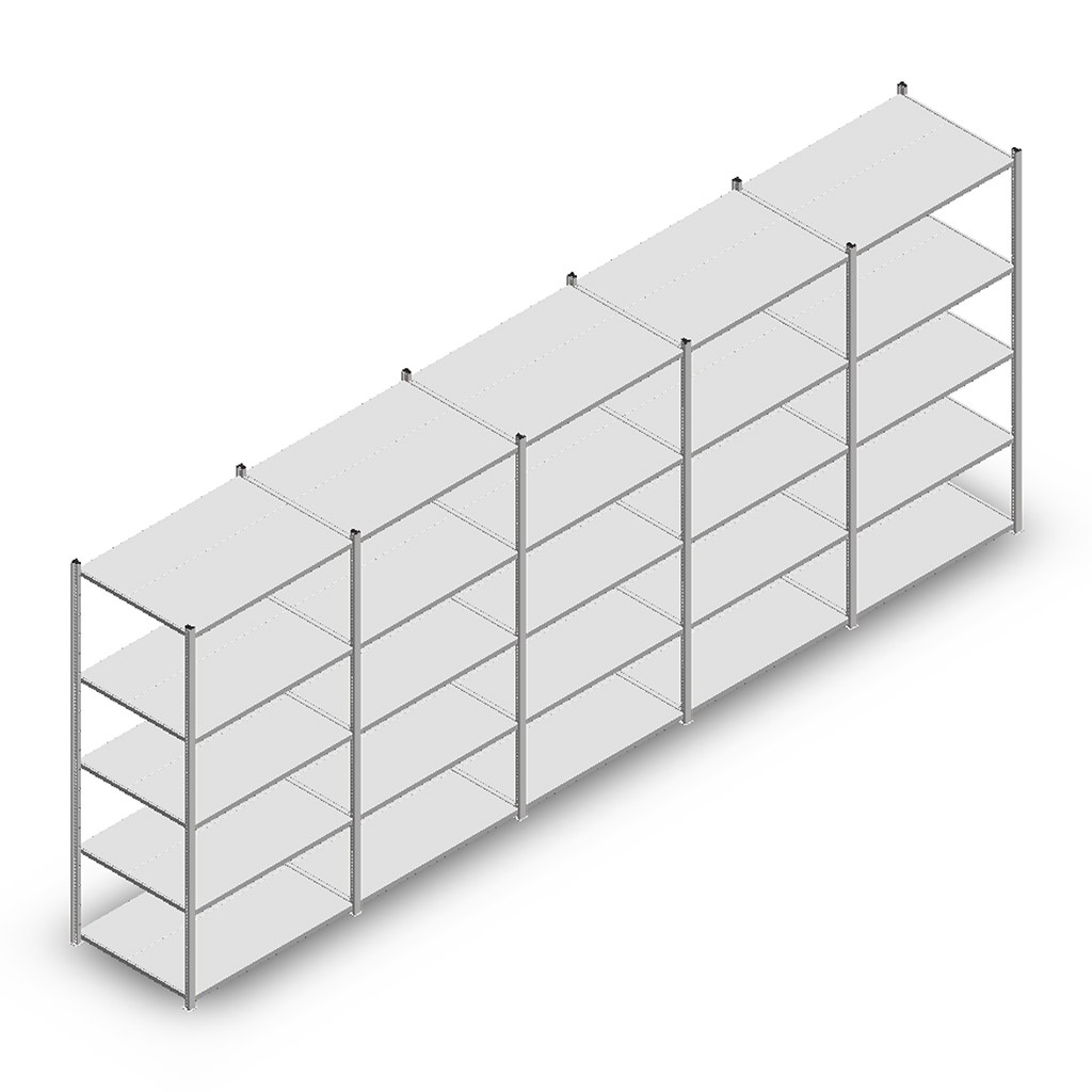 Voordeelrij Legbordstelling Medium Duty 2000x5000x700, 5 niveaus metaal verzinkt 180 kg