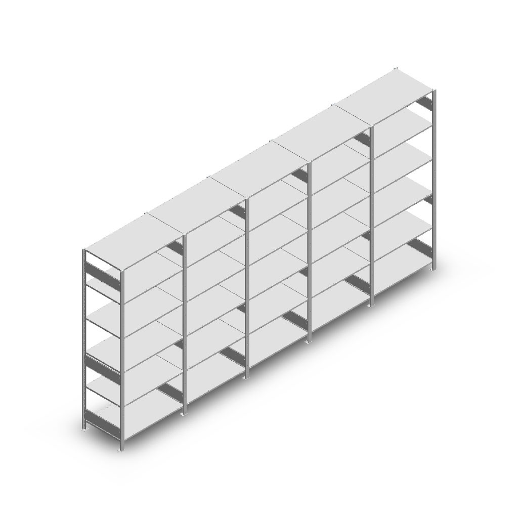 Voordeelrij Legbordstelling Heavy Duty 2500x5000x800, 6 niveaus metaal verzinkt 250 kg
