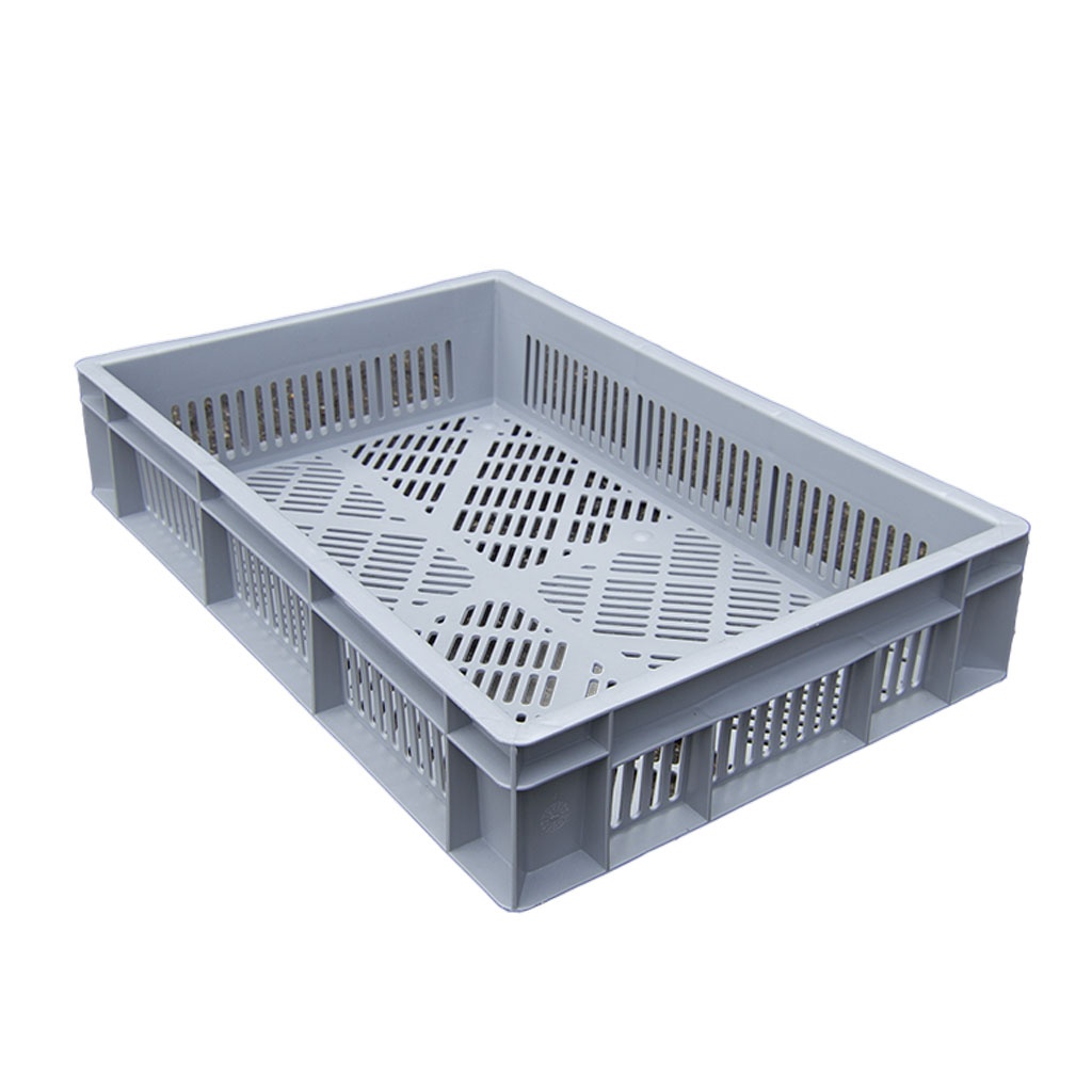 Aanbieding 80x gebruikte kunststof bakken, plastic kratten 600x400x120 grijs