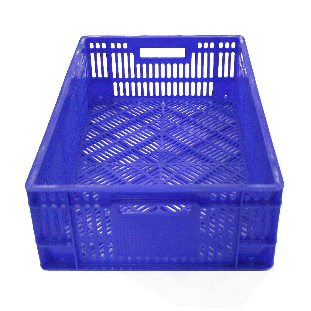 Aanbieding gebruikte kunststof bak, plastic krat blauw 600x400x180