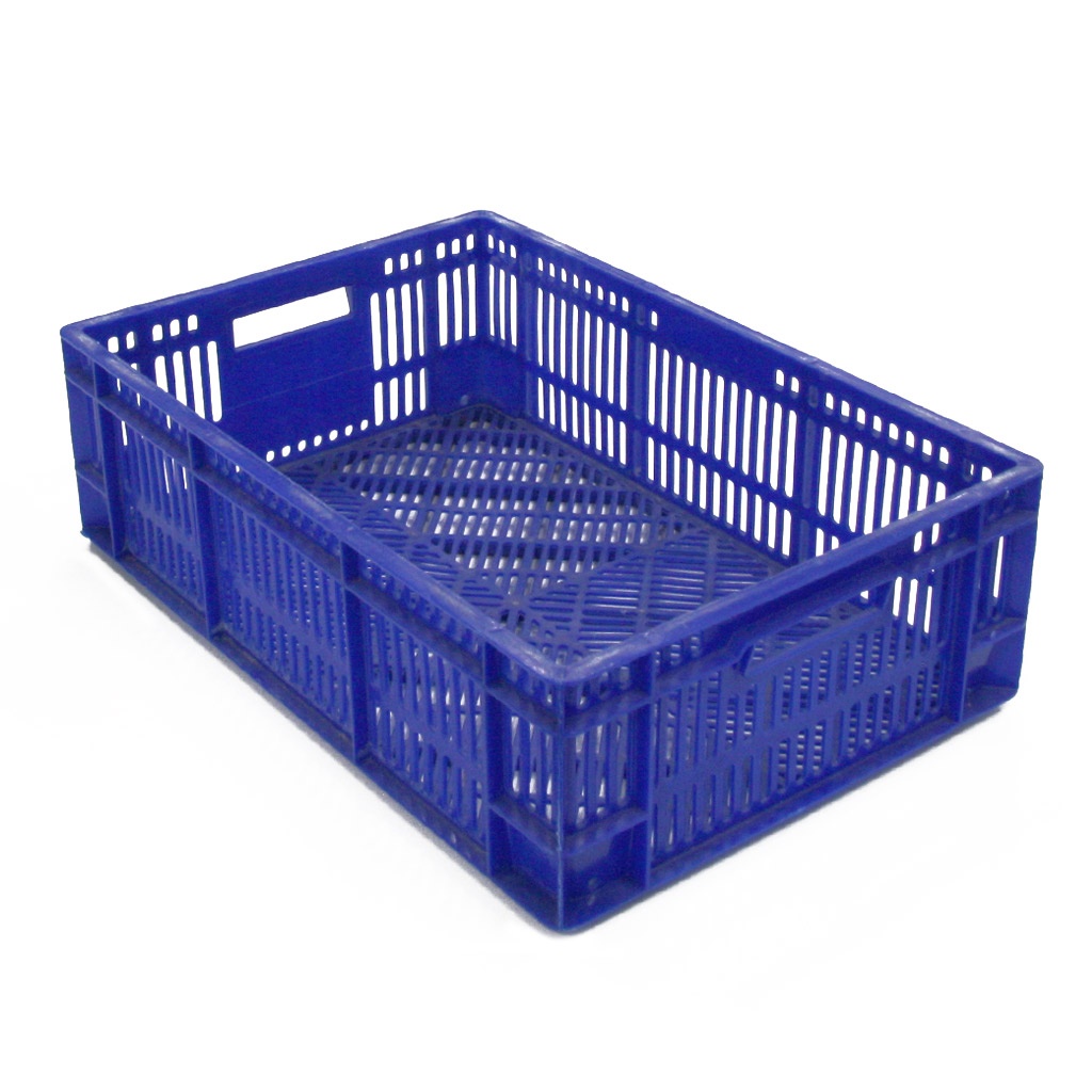Aanbieding gebruikte kunststof bak, plastic krat blauw 600x400x180