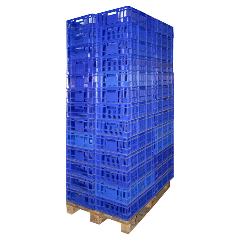 Aanbieding gebruikte kunststof bak, plastic krat blauw 600x400x180