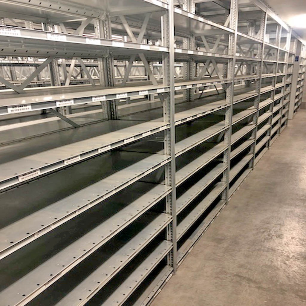 Aanbouwsectie gebruikte Dexion legbordstelling 2500x1280x400 8 niveaus