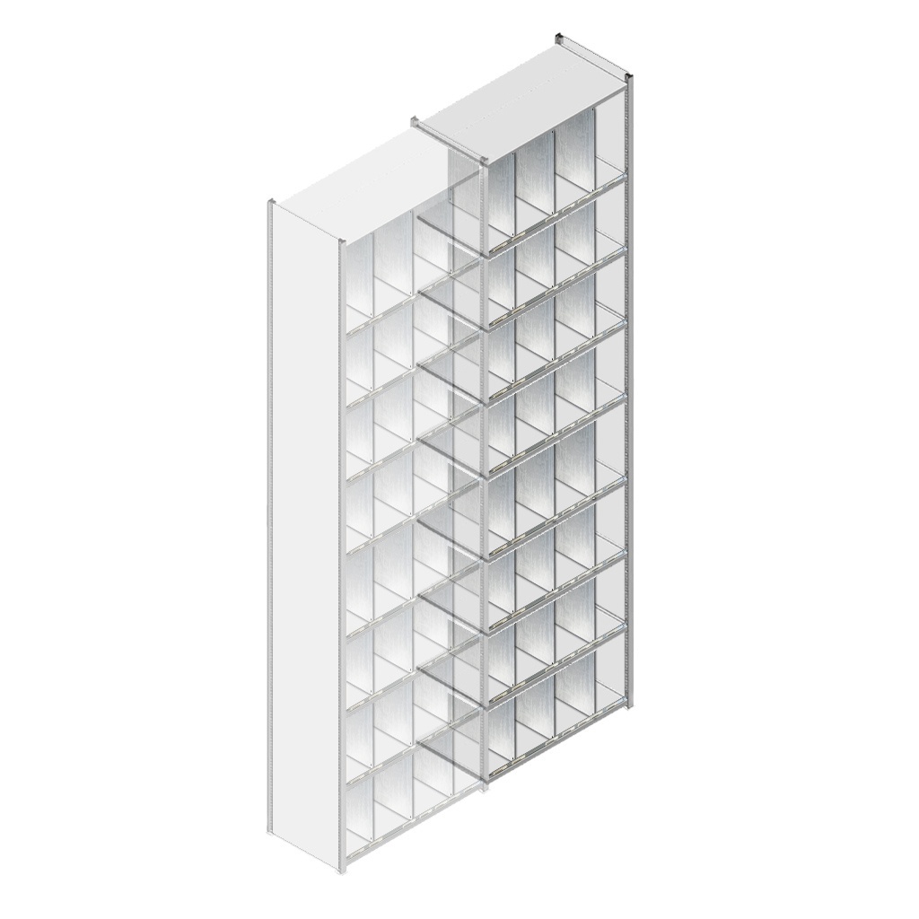 Aanbouwsectie gebruikte Dexion legbordstelling 3500x1000x500 9 niveaus 