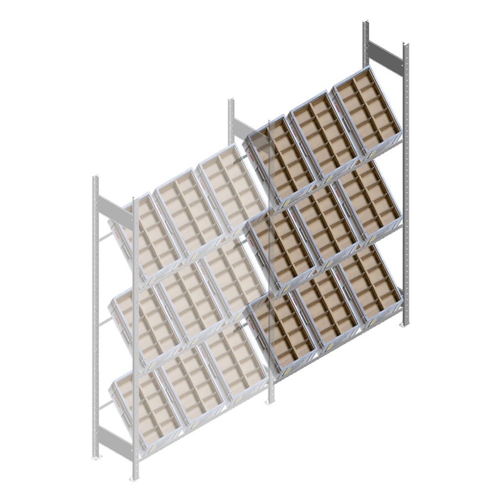 Bakkenstelling HD met 3 niveaus bakken 2000x1300x400mm (hxbxd) aanbouwsectie