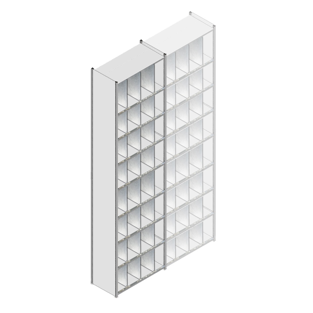Beginsectie gebruikte Dexion legbordstelling 3500x1000x500 9 niveaus