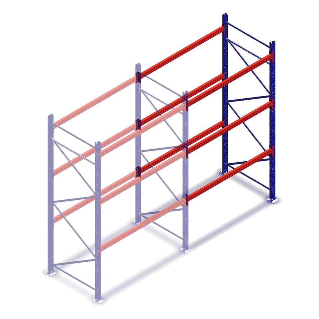 Deels gebruikte AR T1 palletstelling 3000x2250x1100mmmm (hxbxd) - 3 niveaus aanbouwsectie