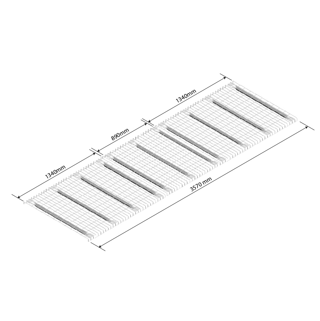 Draadroosterlegbord AR niveau 2x 1340x1100mm + 1x 890x1100mm