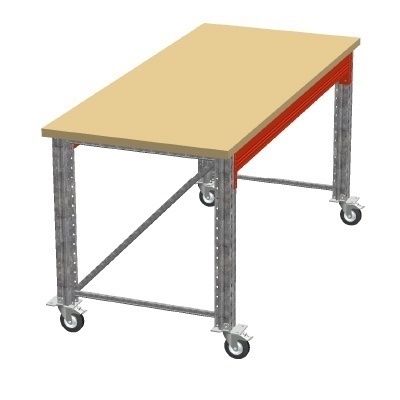 Enkellaags Werkbank, Werktafel op Wielen Enkellaags Werkbank, Werktafel op Wielen