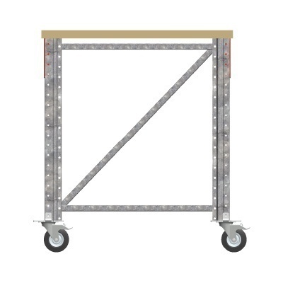 Enkellaags Werkbank, Werktafel op Wielen Enkellaags Werkbank, Werktafel op Wielen