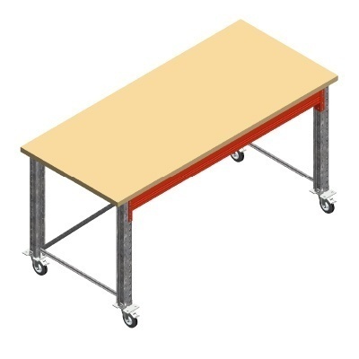 Enkellaags Werkbank, Werktafel op Wielen Enkellaags Werkbank, Werktafel op Wielen