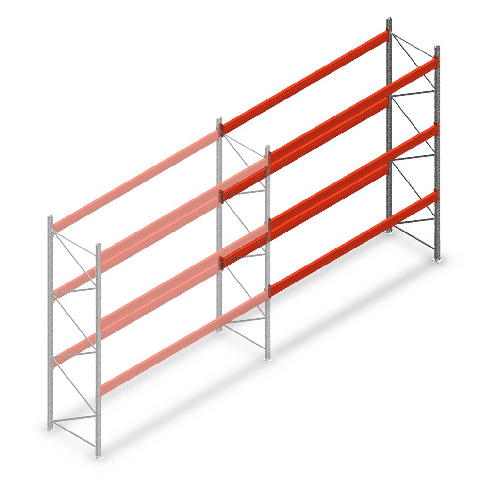 Gebruikte AR M1 T2 palletstelling 3400x3600x1100, 3 niveaus aanbouwsectie