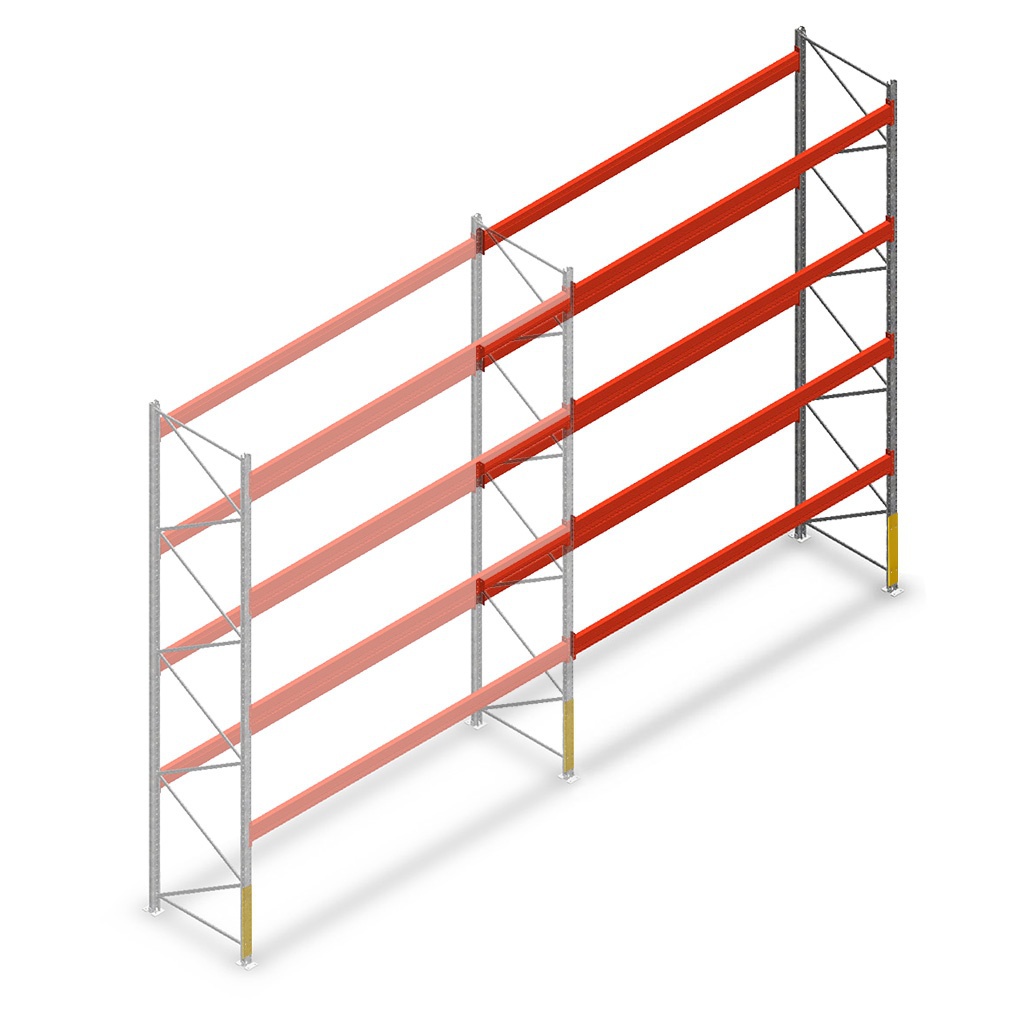 Gebruikte AR M1 T2 palletstelling 5000x3600x1100, 4 niveaus aanbouwsectie