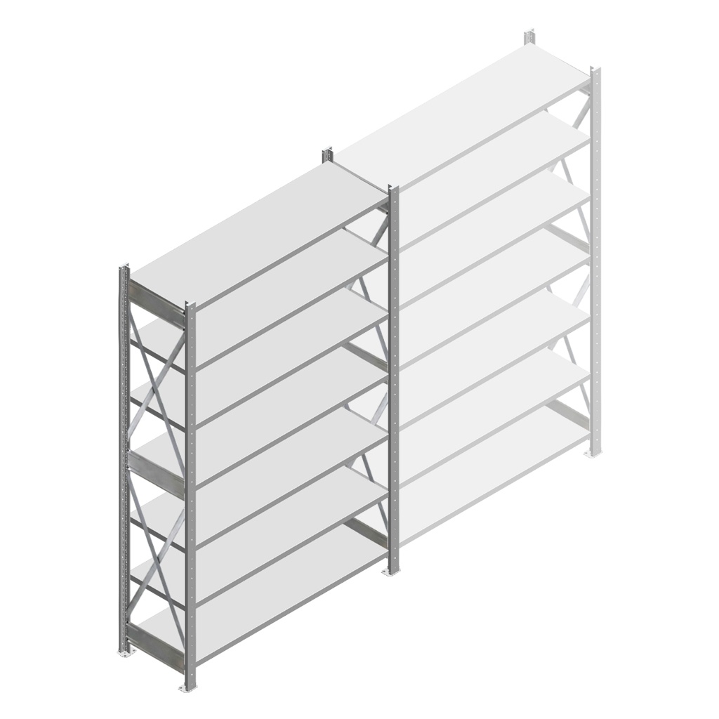 Gebruikte Dexion HI280 legbordstelling Verzinkt 3000x1280x400mm (hxbxd) 7 niveaus beginsectie