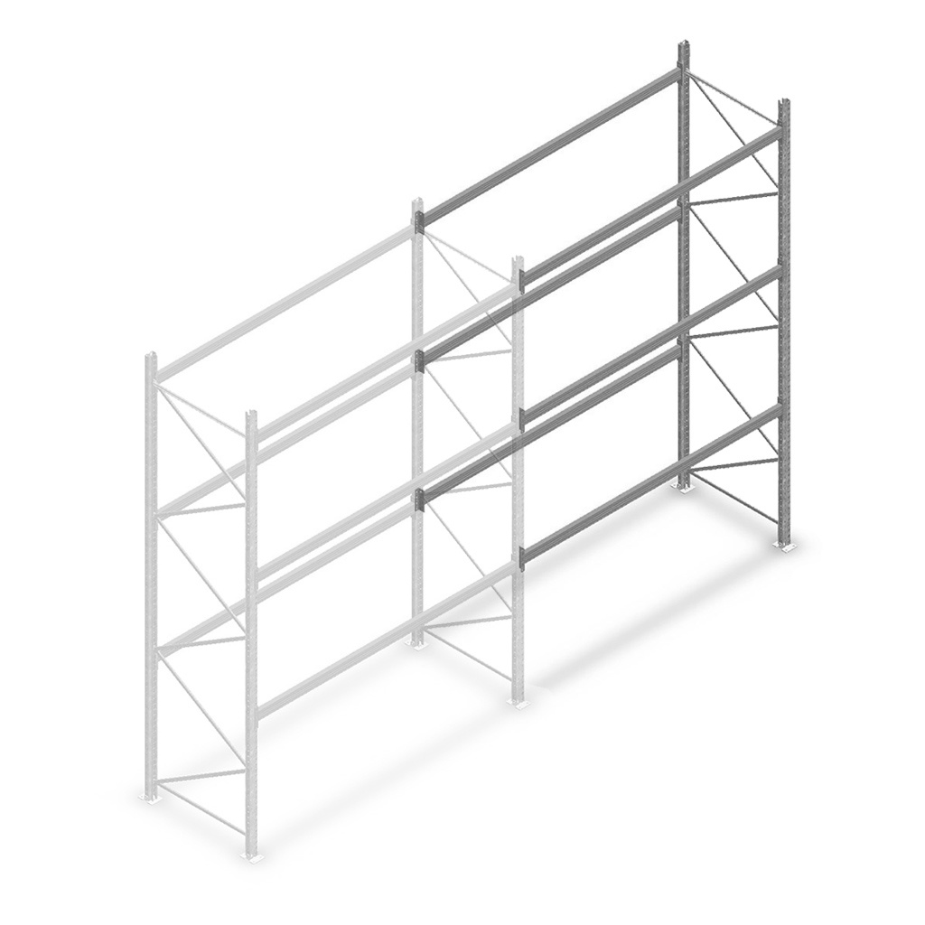 Gebruikte Dexion palletstelling 4150x2700x800, 3 niveaus aanbouwsectie