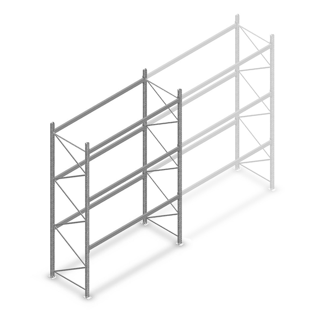 Gebruikte Dexion palletstelling 4150x2700x800, 3 niveaus beginsectie