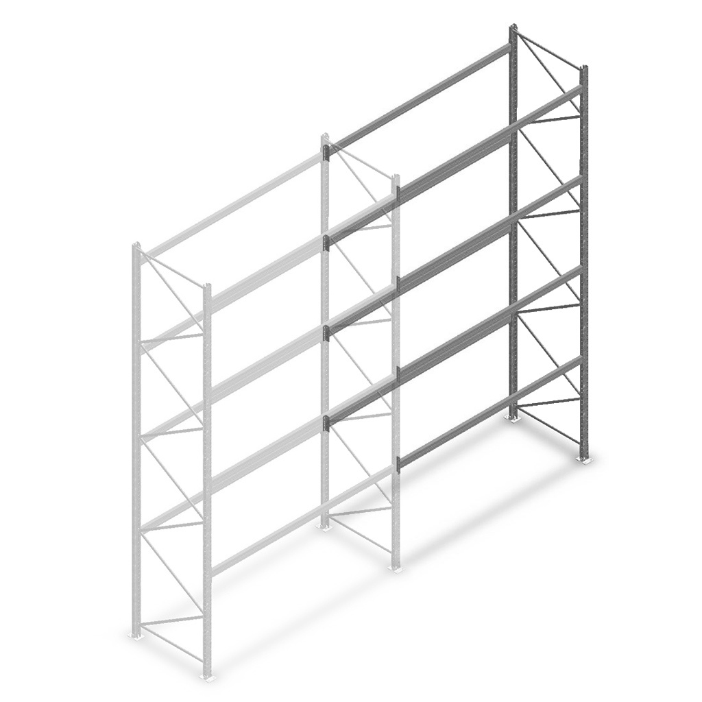 Gebruikte Dexion palletstelling 5000x2700x800, 4 niveaus aanbouwsectie