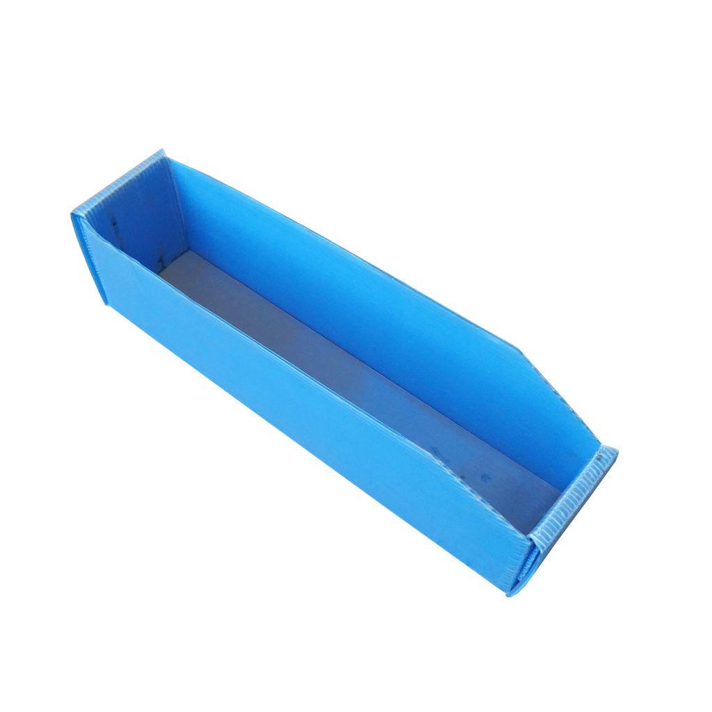 Palletaanbieding 260x Gebruikte handige opvouwbare magazijnbakken van PP Kanaalplaat 385x90x100 Blauw