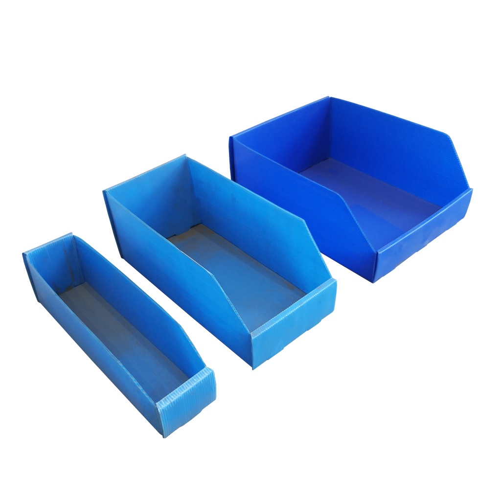 Palletaanbieding 260x Gebruikte handige opvouwbare magazijnbakken van PP Kanaalplaat 385x90x100 Blauw