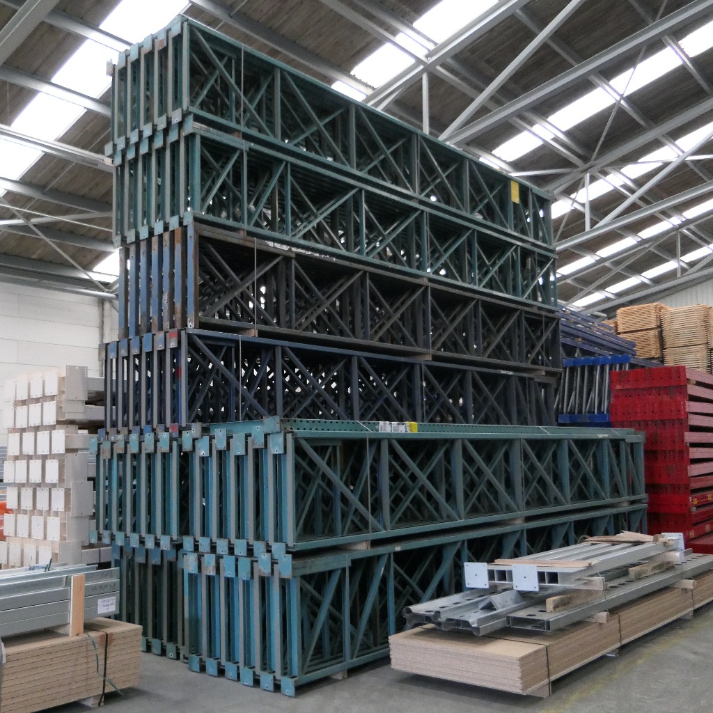 Gebruikte Hovuma palletstelling met diepteliggers blauw aanbouwsectie