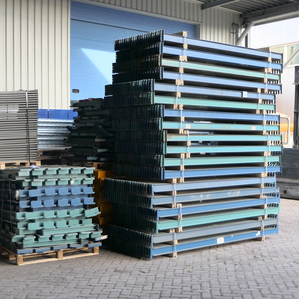 Gebruikte Hovuma palletstelling met diepteliggers blauw aanbouwsectie