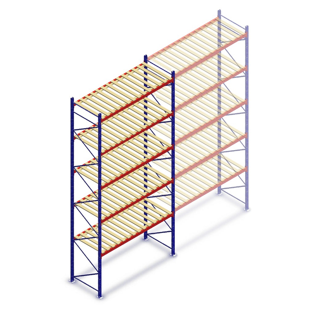 Gebruikte JH Esmena palletstelling 6500x2700x900mm (hxbxd) 5 niveaus beginsectie