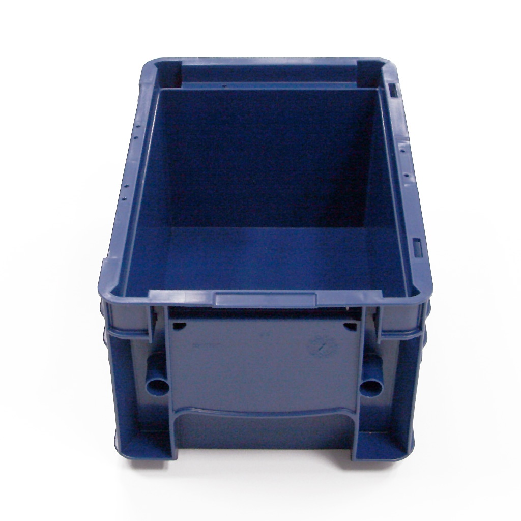 Gebruikte kunststof stapelbak, krat 300x200x150 donkerblauw