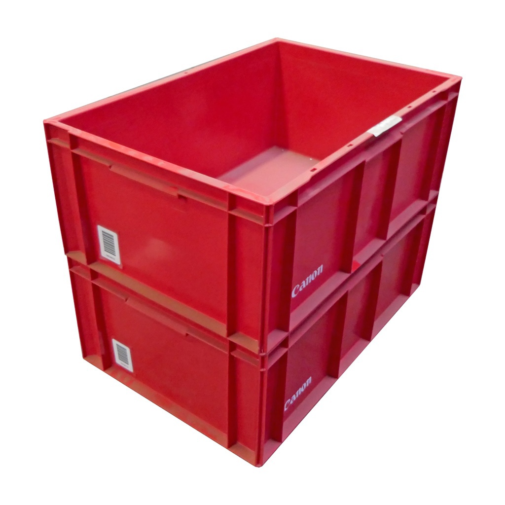Gebruikte kunststof stapelbak, transportkrat 600x400x232mm (lxbxh) rood