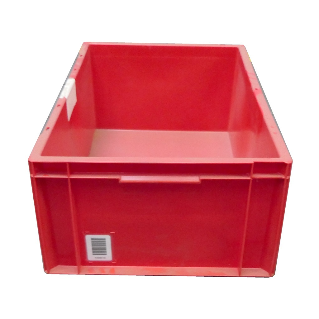 Gebruikte kunststof stapelbak, transportkrat 600x400x232mm (lxbxh) rood