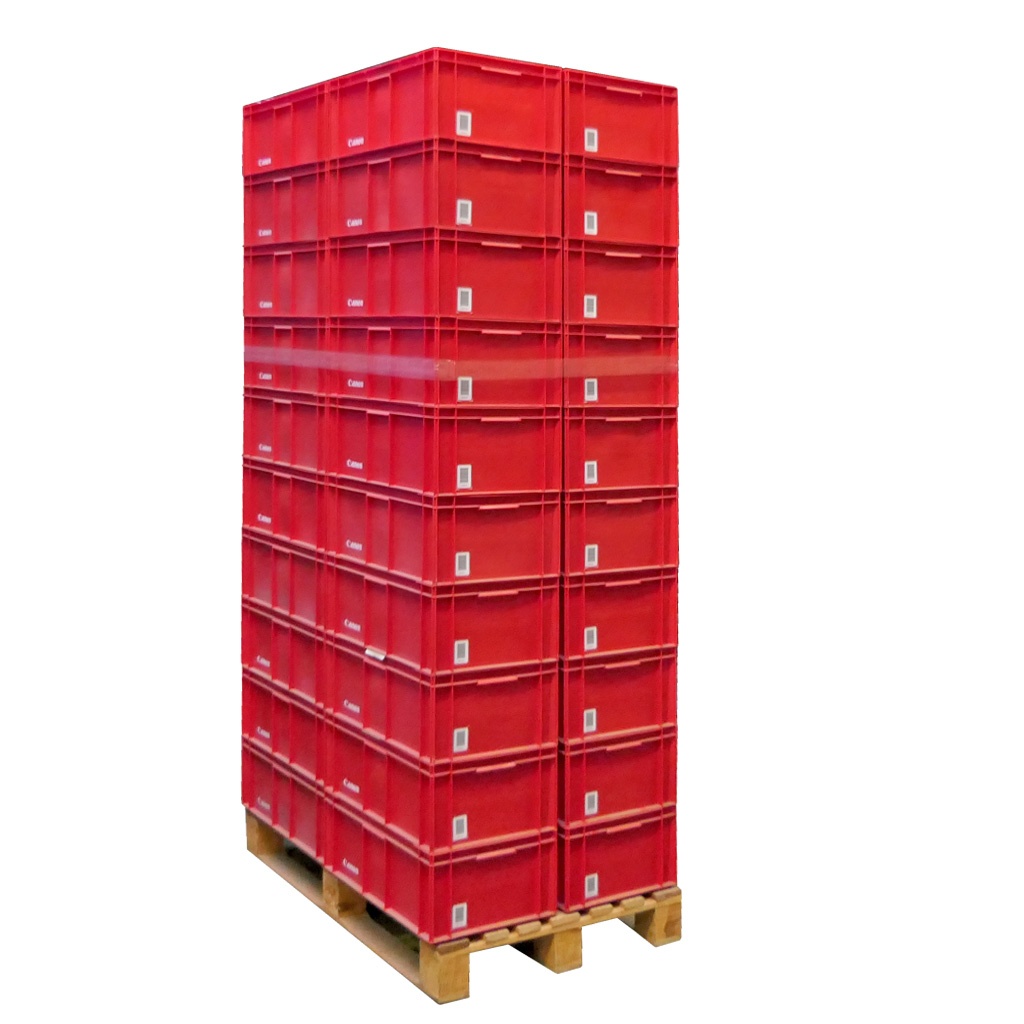 Gebruikte kunststof stapelbak, transportkrat 600x400x232mm (lxbxh) rood