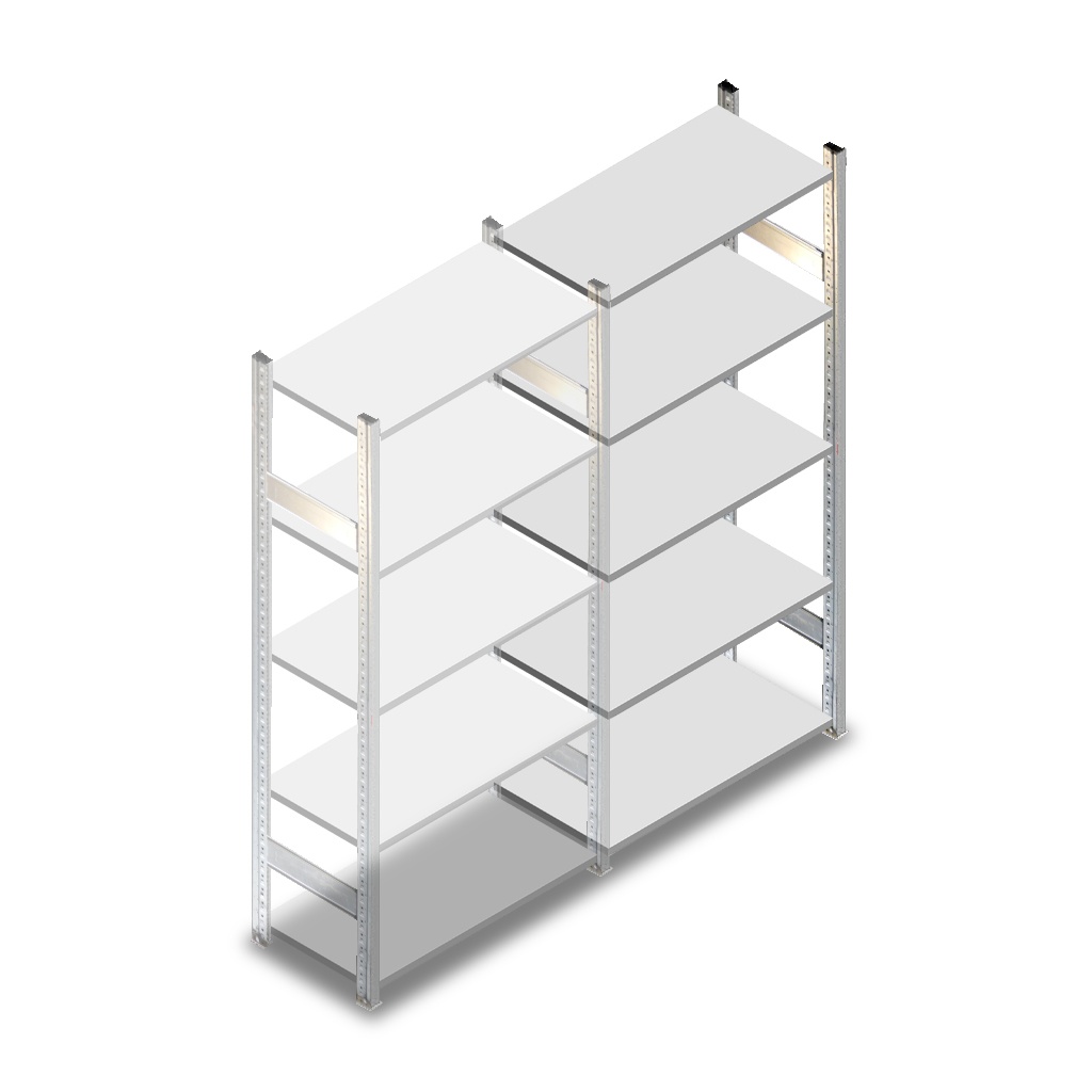 Gebruikte legbordstelling HD 2000x1000x500mm (hxbxd) 5 niveaus aanbouwsectie