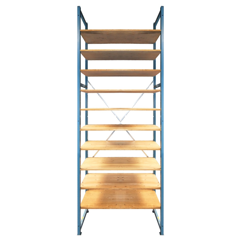 Gebruikte legbordstelling Lundia 2885x1000x500mm (hxbxd) 10 niveaus aanbouwsectie