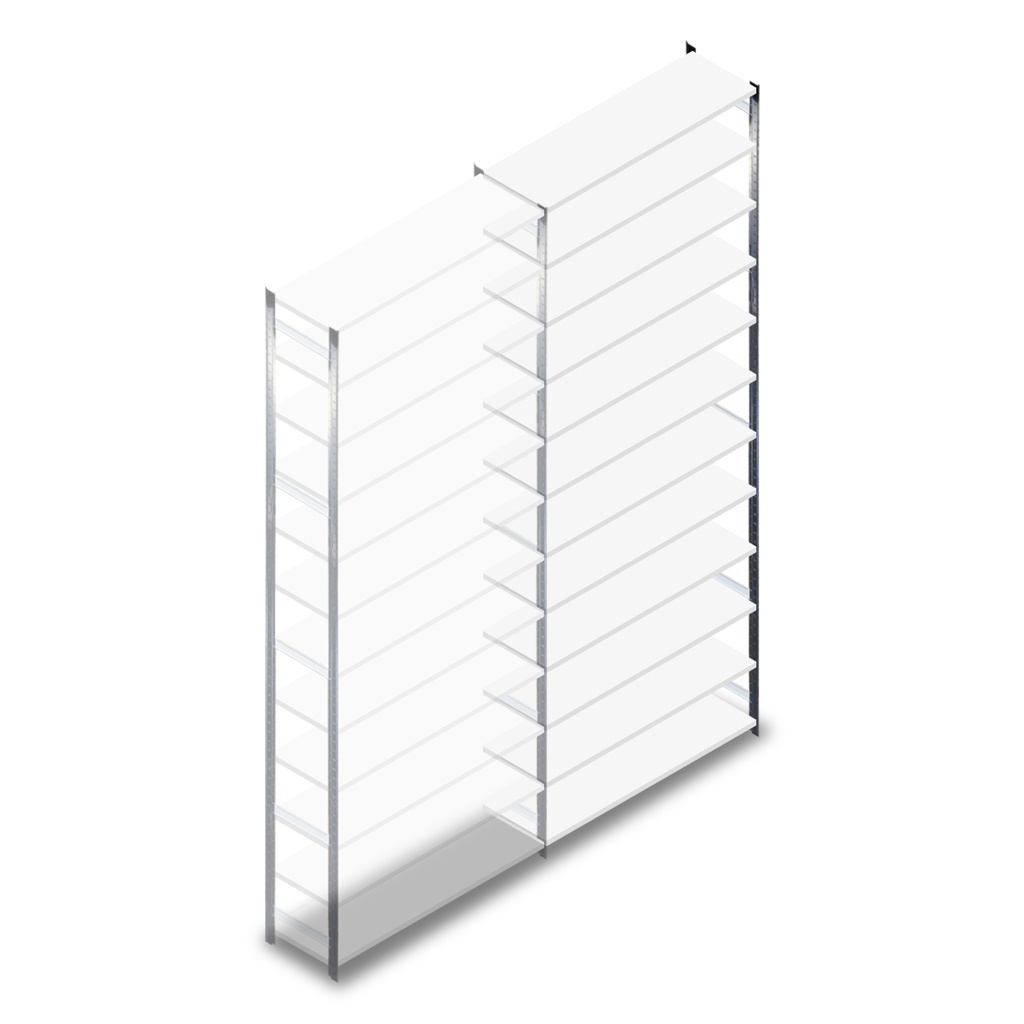 Gebruikte Link51 Euro legbordstelling 3600x1250x400mm (hxbxd) 12 niveaus aanbouwsectie