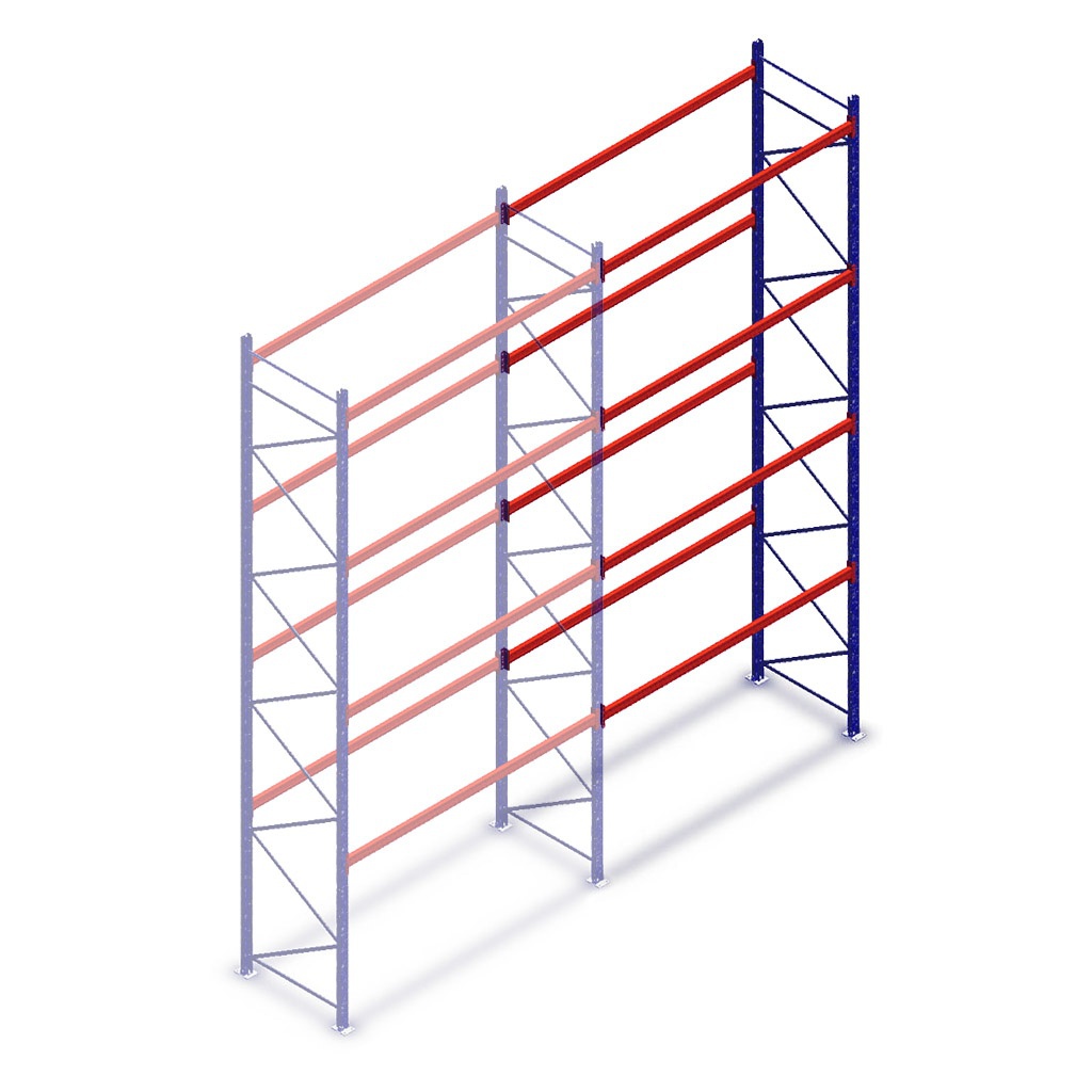 Gebruikte palletstelling Redirack 6000x2700x900mm (hxbxd) 4 niveaus aanbouwsectie