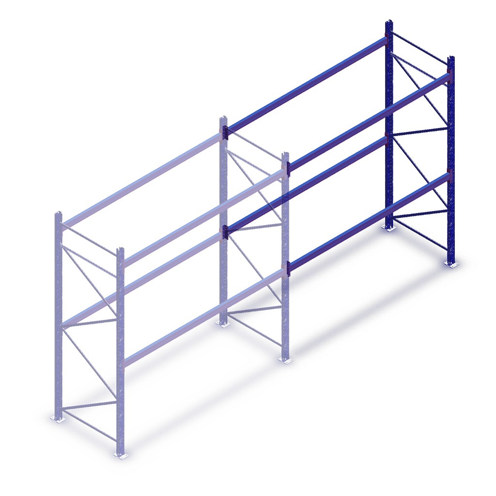 Gebruikte Polypal palletstelling 2375x3000x1050mm (hxbxd) - 2 niveaus aanbouwsectie