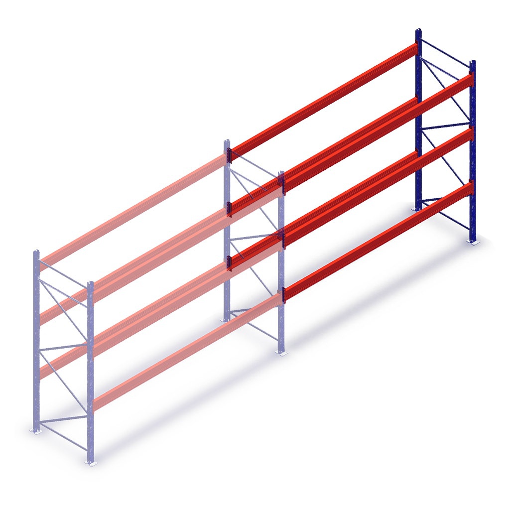 Gebruikte Polypal palletstelling 3150x3600x950mm (hxbxd) - 3 niveaus aanbouwsectie