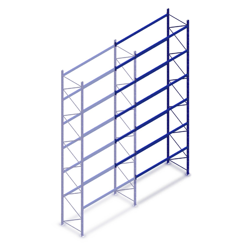 Gebruikte Polypal palletstelling 7500x3000x950mm (hxbxd) - 6 niveaus aanbouwsectie