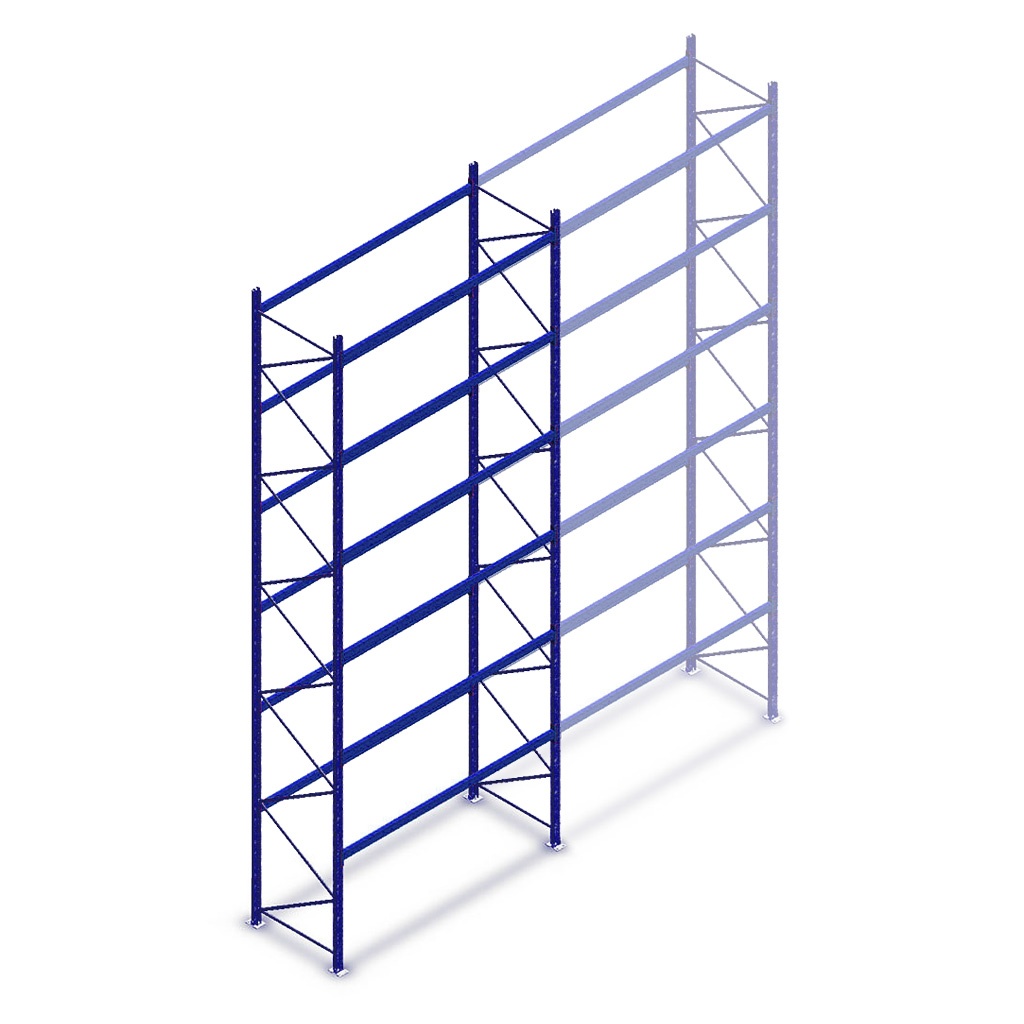 Gebruikte Polypal palletstelling 7500x3000x950mm (hxbxd) - 6 niveaus beginsectie
