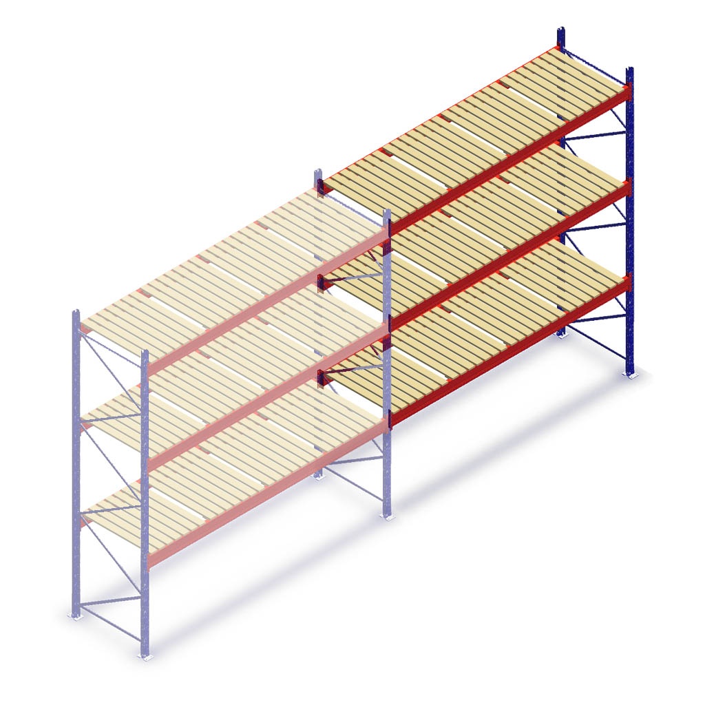 Gebruikte Ramada palletstelling 4500x3600x1000 mm (hxbxd) - 3 niveaus incl. vlonders aanbouwsectie