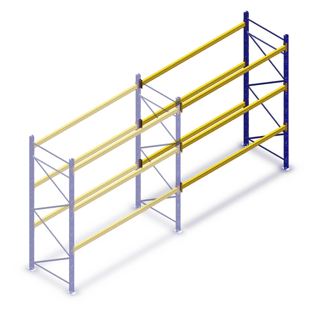 Gebruikte Standard palletstelling 3100x2700x900mmmm (hxbxd) - 3 niveaus aanbouwsectie