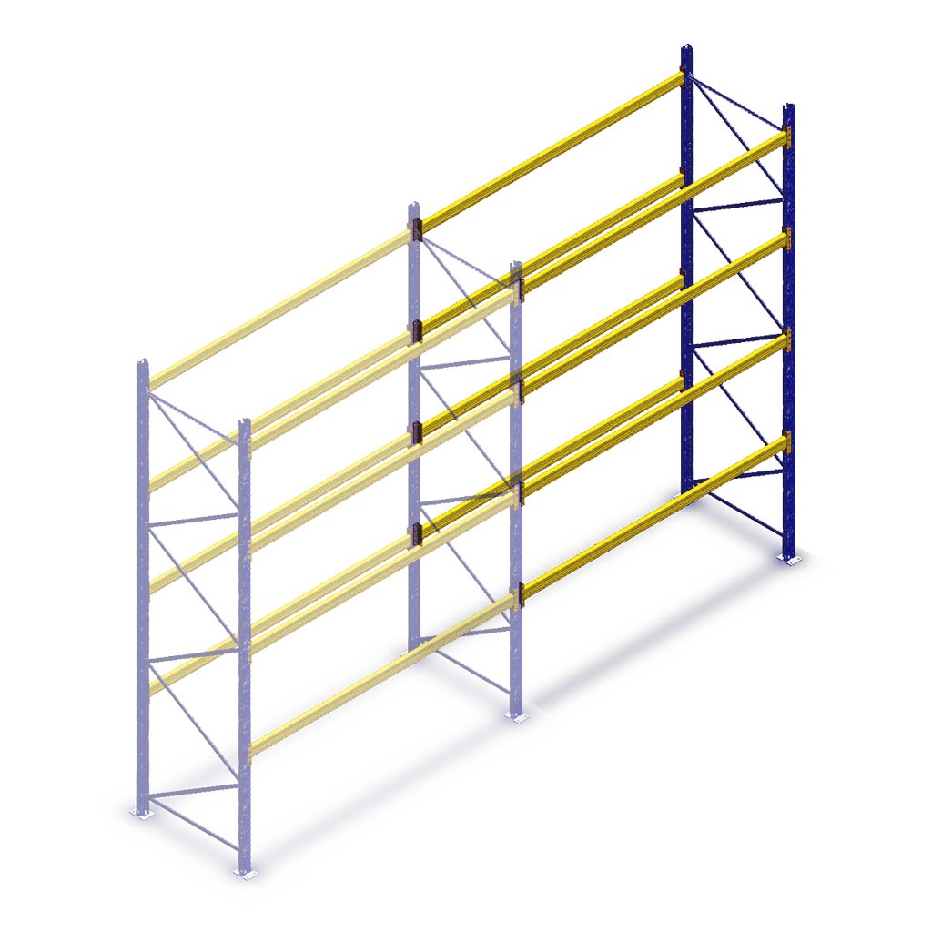 Gebruikte Standard palletstelling 3900x2700x900mmmm (hxbxd) - 4 niveaus aanbouwsectie