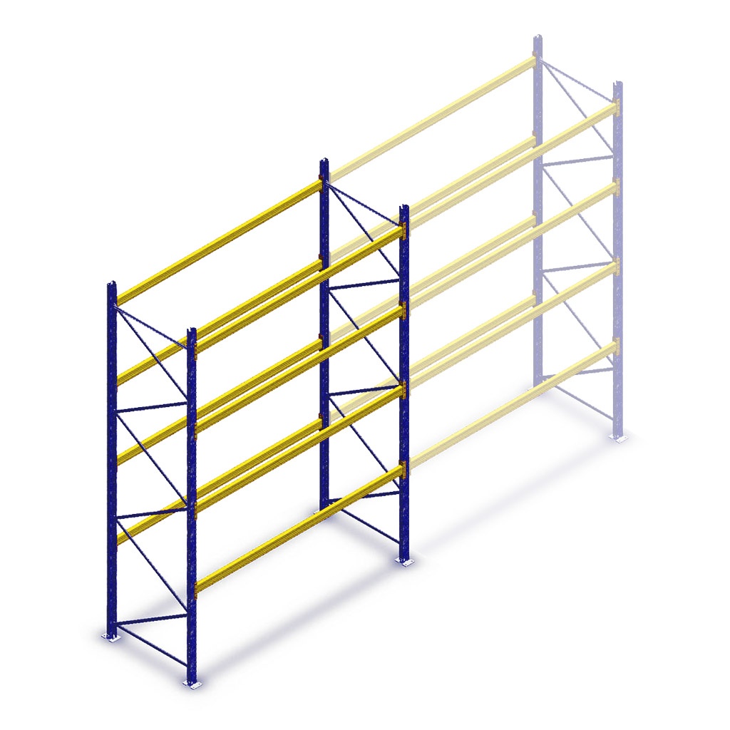 Gebruikte Standard palletstelling 3900x2700x900mmmm (hxbxd) - 4 niveaus beginsectie