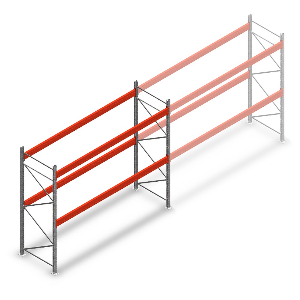 Gebruikte Vogelsang palletstelling 3000x3600x1100 mm (hxbxd) - 2 niveaus beginsectie