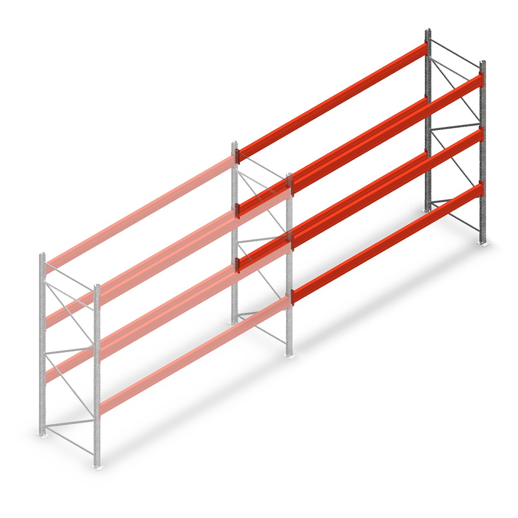 Gebruikte Vogelsang palletstelling 3000x3600x1100 mm (hxbxd) - 3 niveaus aanbouwsectie
