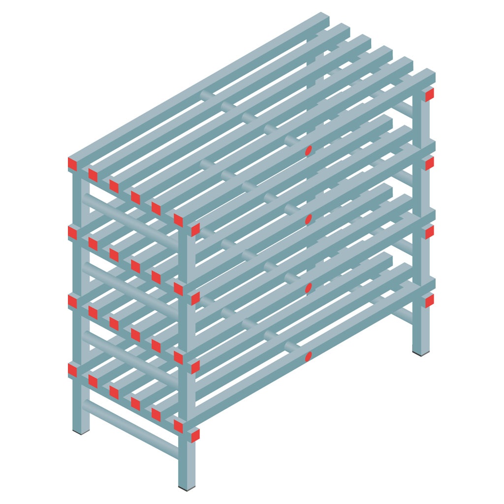Kunststof stelling, rek 1150x1200x600, 4 niveaus