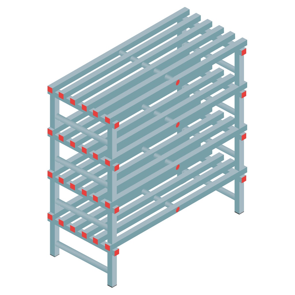 Kunststof stelling, rek 1300x1200x600, 4 niveaus